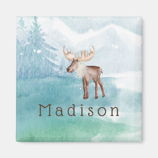 Gespecialiseerde feestdag in Cute Moose Magneet (Voorkant)