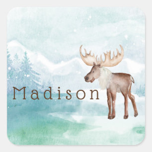 Gespecialiseerde feestdag in Cute Moose Vierkante Sticker
