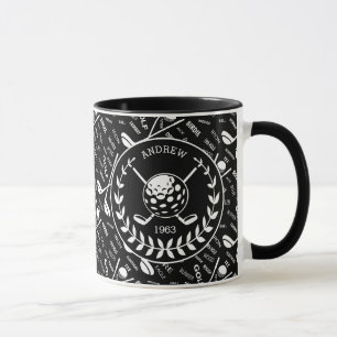 Gespecialiseerde golfer, stijlvol golf logo mok