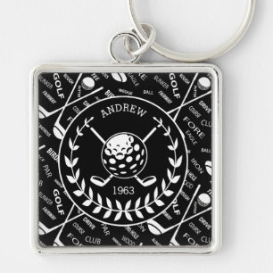 Gespecialiseerde golfer, stijlvol golf logo sleutelhanger