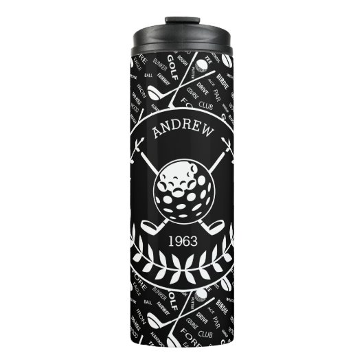 Gespecialiseerde golfer, stijlvol golf logo thermosbeker (Voorkant)