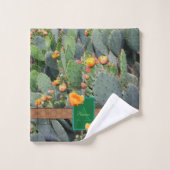 Gespecialiseerde Oranje monogram Prickly Pear Cact Bad Handdoek (Wasdoekje)