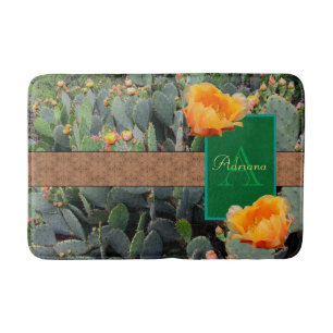 Gespecialiseerde Oranje monogram Prickly Pear Cact Badmat