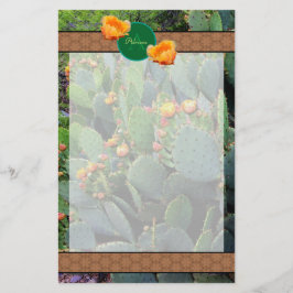 Gespecialiseerde Oranje monogram Prickly Pear Cact Briefpapier