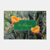 Gespecialiseerde Oranje monogram Prickly Pear Cact Deurmat (Voorkant)