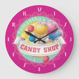 Gespecialiseerde snoep-shop lollipops jelly bonen grote klok
