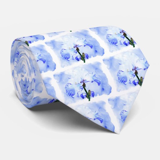 Gespecificeerde iris - blauw en wit stropdas (Opgerold)