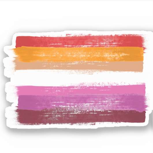GESPECIINEERDE LESBIAANSE PRIDE FLAG SUNSET STRIPE STICKER (Voorkant)