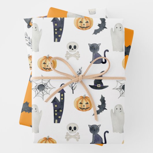 GESPECTE SPOOKY HALLOWEEN GHOSTS PUMPKINS BATS MOO INPAKPAPIER VEL (In situ)