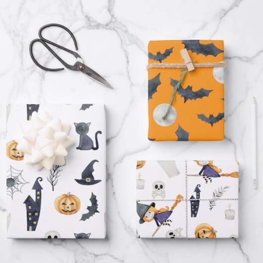 GESPECTE SPOOKY HALLOWEEN GHOSTS PUMPKINS BATS MOO INPAKPAPIER VEL (Voorkant)