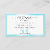 Gespeeld metallisch Aqua Blue Elegant Script Visitekaartje (Achterkant)