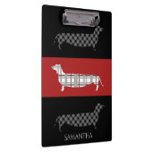 Gespelde Dachshunds on Red and Black Personalized Klembord (Rechts)
