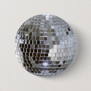 Gespiegelde Disco Ball 1 Ronde Button 5,7 Cm