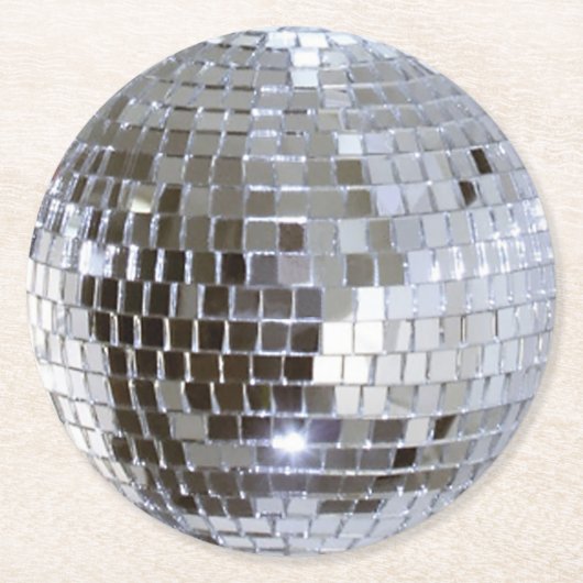 Gespiegelde Disco Ball 1 Ronde Kartonnen Onderzetter (Voorkant)