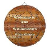 Gespikkelde bruine forel patroonfamilie viskamp dartbord (Voorkant)