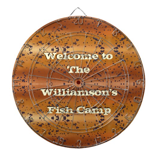 Gespikkelde bruine forel patroonfamilie viskamp dartbord (Voorkant)