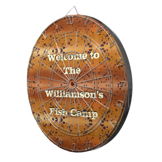 Gespikkelde bruine forel patroonfamilie viskamp dartbord (Voorkant Rechts)