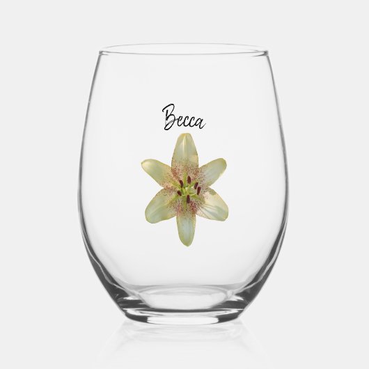 Gespikkelde gele lelie bloem gepersonaliseerd glas (Voorkant)