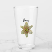 Gespikkelde gele lelie bloem gepersonaliseerd glas