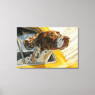 Gespikkelde Hond op Autorit Kunstprint Canvas Afdruk