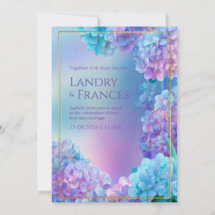 Gespikkelde Lavendel Hydrangea Aquarel Gouden Lijs Kaart