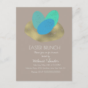 Gespikkelde Paasei Gouden Nest Diner Brunch Famili Briefkaart