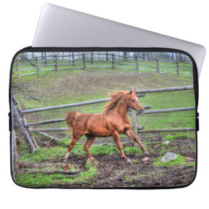 Gespiriteerde Dun-Pony, Paard die op Ranch loopt Laptop Sleeve