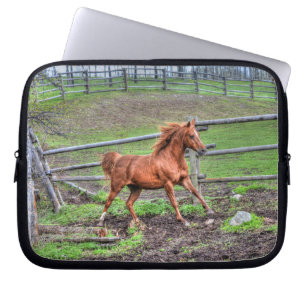 Gespiriteerde Dun-Pony, Paard die op Ranch loopt Laptop Sleeve