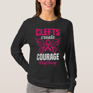 Gespleten lip verhemelte vlinder roze bewustzijnsl t-shirt