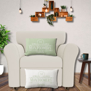 Gespleten Monogram Familienaam Monogram Groen Kussen
