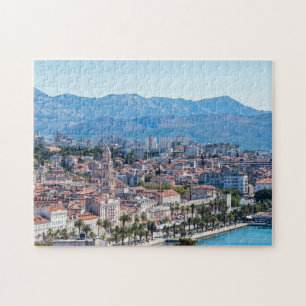 Gespleten stadszeefront luchtfoto, Dalmatië, Kroat Legpuzzel