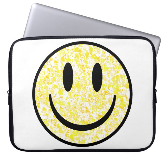 Gesplitst glimlachend gezicht laptop sleeve (Voorkant)