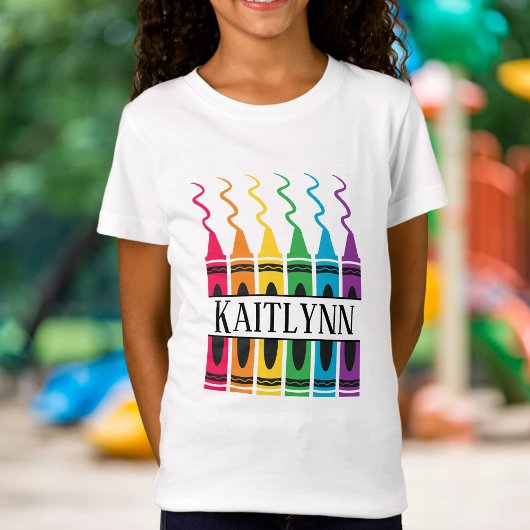 Gesplitst kleurpotlood Naam Ontwerp Aangepast kind T-shirt