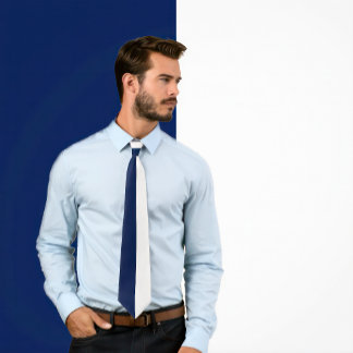 Gesplitste Kleur Marine Blauw & Wit Stropdas