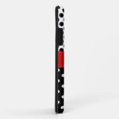 Gesplitste zwarte witte poka Dot RedvMonogram Case-Mate iPhone Case (Achterkant/rechts)