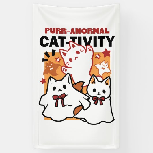 Gesponnen-anormale Cat-tivity Schattige Halloween Spandoek (Verticaal)