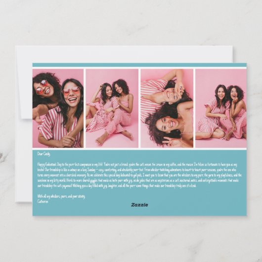 Gesponnen-effect Love Cat's Meow Galentine's Day Feestdagenkaart (Achterkant)