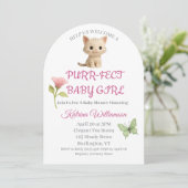 Gesponnen-fect Baby Girl Kitten Baby shower Kaart (Staand voorkant)