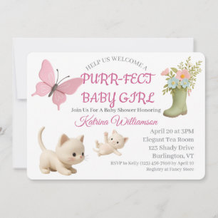 Gesponnen-fect Baby Girl Kitten Baby shower Kaart