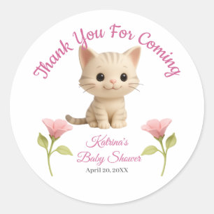 Gesponnen-fect Baby Girl Kitten Baby shower Ronde Sticker