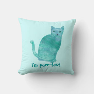 Gesponnen-fect Blauw Groen Abstract Cat Kussens