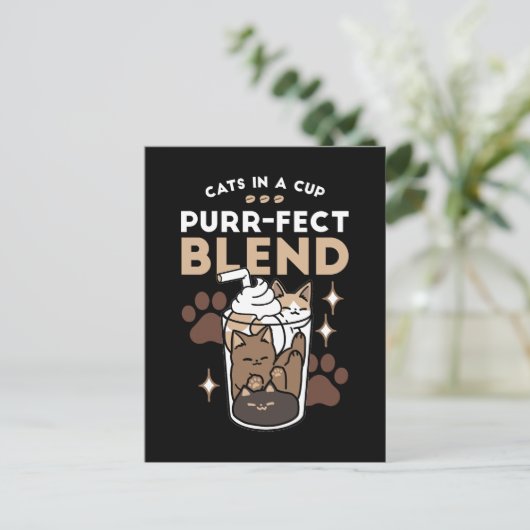 Gesponnen-fect Blend: Koffieontwerp voor Kat & Kof Briefkaart (Staand voorkant)