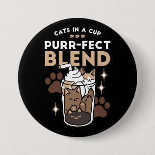 Gesponnen-fect Blend: Koffieontwerp voor Kat & Kof Ronde Button 7,6 Cm