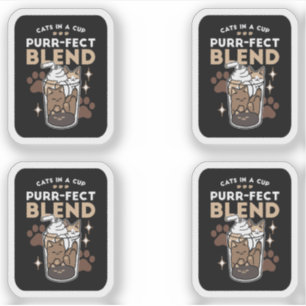Gesponnen-fect Blend: Koffieontwerp voor Kat & Kof Sticker