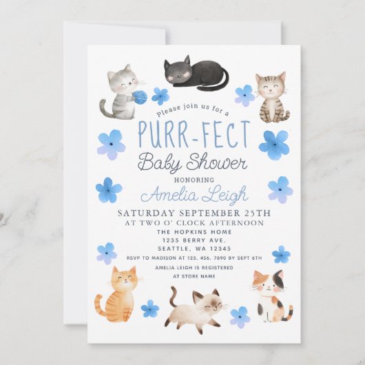 Gesponnen-fect Schattigee Katten Bloemknaap Baby s Kaart (Voorkant)