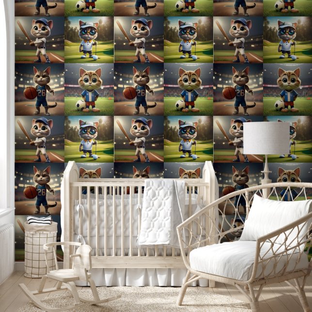 Gesponnen-fect Striker: De 3D Voetbalkat Behang (Kinderen)