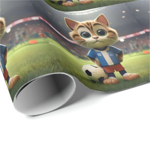 Gesponnen-fect Striker: De 3D Voetbalkat Cadeaupapier