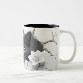 Gesponnen-fectgeschenk voor kattenliefhebbers tweekleurige koffiemok