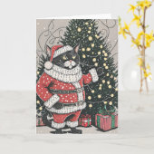 Gesponnen-fectly Grumpy Christmas Cat Wenskaart Kaart (Gele Bloem)