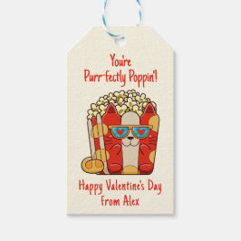 Gesponnen-fectly Poppin 'Funny Cat Popcorn Valenti Cadeaulabel